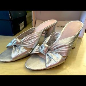Coco Knotted Metallic Leather Mules Silver Size 8 Loeffler Randall